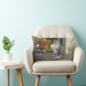 写真猫，動物。装飾用クッション ランバークッション (椅子)