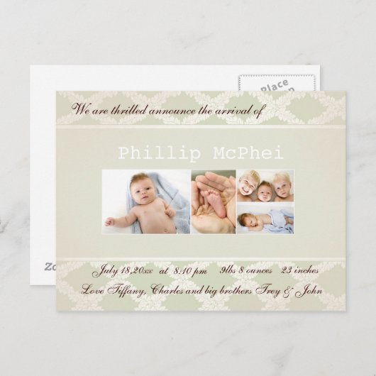 写真王室のの誕生発表 案内ポストカード (正面/裏面)