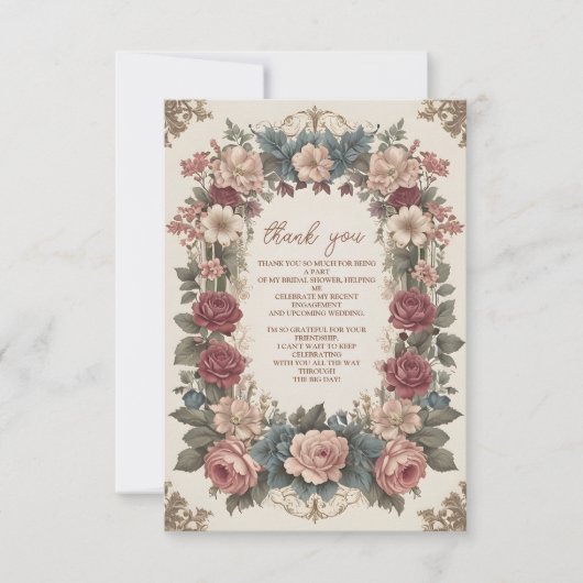 写真王室のビクトリアンお洒落フローラブライダル サンキューカード (正面)