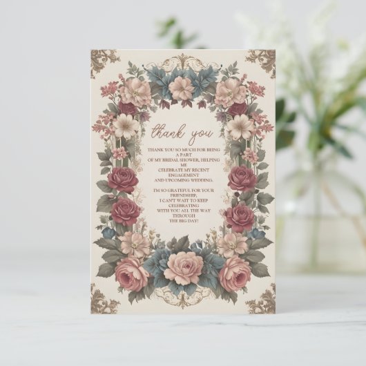 写真王室のビクトリアンお洒落フローラブライダル サンキューカード (スタンド正面)