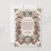 写真王室のビクトリアンお洒落フローラ結婚の サンキューカード (裏面)