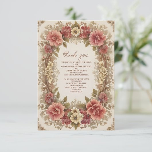 写真王室のビクトリアンフローラブライダルシャワー サンキューカード (スタンド正面)