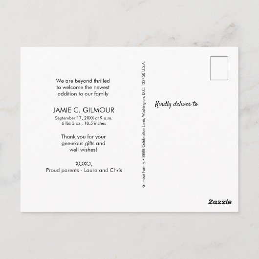 写真生まれたばかりのグモダンレイカスタムありがとう ポストカード (裏面)