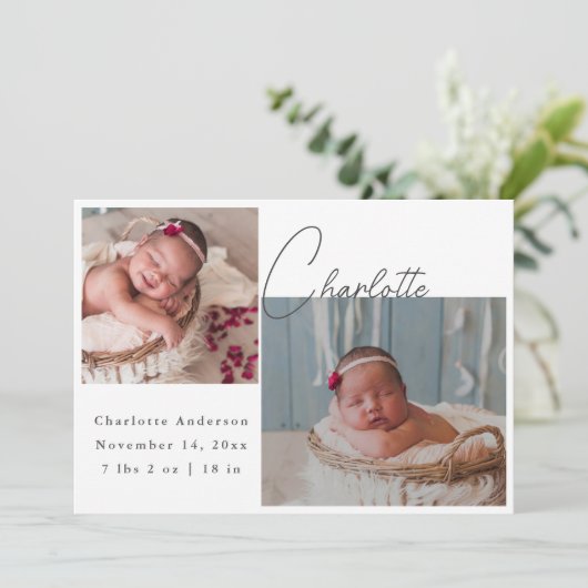 写真生まれたばかりのコラージュエレガント書道誕生 案内状 (スタンド正面)