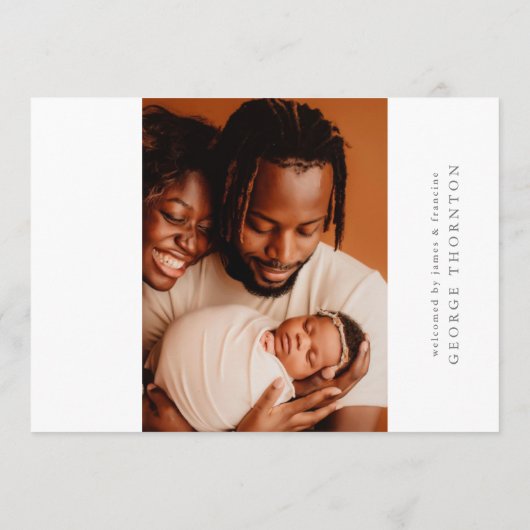 写真生まれたばかりのコラージュベビー誕生発表 案内状 (裏面)