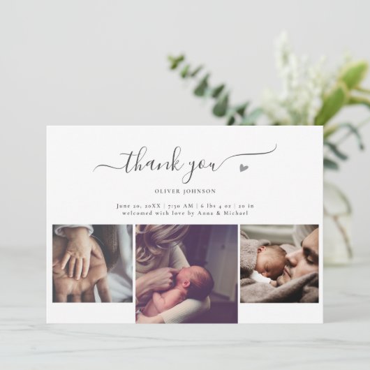 写真生まれたばかりのコラージュ誕生のお知らせ サンキューカード (スタンド正面)
