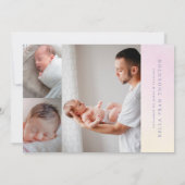 写真生まれたばかりのコラージレインボーベビー誕生 案内状 (裏面)