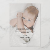 写真生まれたばかりのスクリプト楕円フォイル誕生のお知らせ 箔招待状 (裏面)