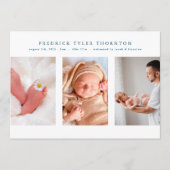 写真生まれたばかりのブルーコラージュベビー誕生 案内状 (正面)