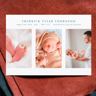 写真生まれたばかりのブルーコラージュベビー誕生 案内状