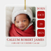 写真生まれたばかりのベビー誕生統計クリスマスオーナメント セラミックオーナメント (裏面)