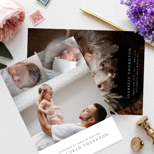 写真生まれたばかりのベビー誕生 案内状