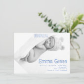 写真生まれたばかりの男の赤ちゃん生誕通知カード (スタンド正面)