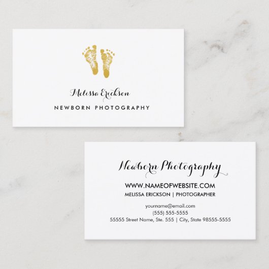 写真生まれたばかりの者のエレガント金ゴールド機器フェイク機器 名刺 (正面/裏面)