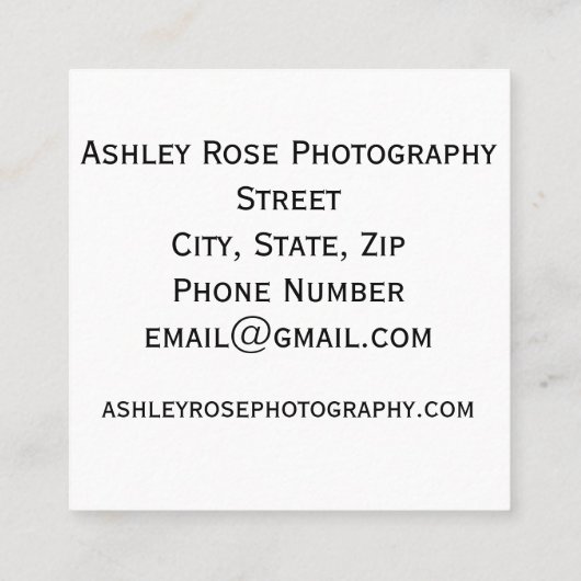 写真生まれたばかりのbyアシュリーモダンベビー スクエア名刺 (裏面)