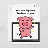 写真用のピンク色のピギーポーズの完璧な ポストカード (正面/裏面)