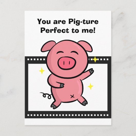 写真用のピンク色のピギーポーズの完璧な ポストカード (正面)