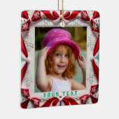 写真用の赤い白いリボンと弓フレーム セラミックオーナメント (右)