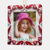 写真用の赤い白いリボンと弓フレーム セラミックオーナメント (左)