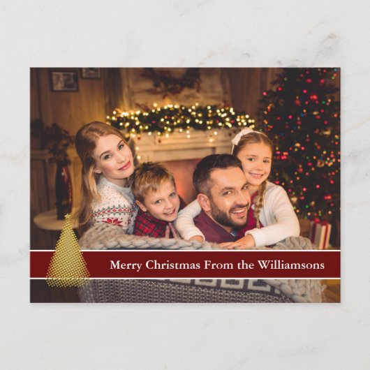 写真用はがき金ゴールドクリスマスツリー ポストカード (正面)