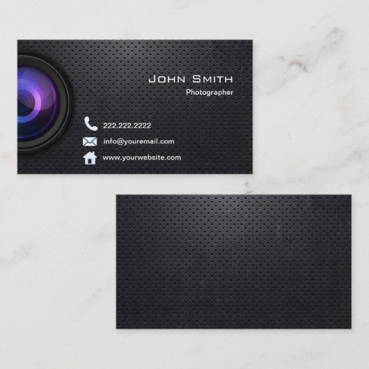 写真用カッコいいブラックメタルプロフェッショナル 名刺 (正面/裏面)