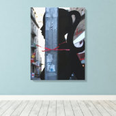 写真用キャンバスの黒いシルエット通り キャンバスプリント (インサイチュ (ウッドフロア))