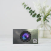 写真用金属鋼カメラQRコード 名刺 (スタンド正面)