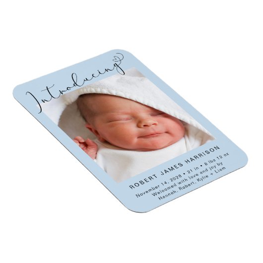 写真男の赤ちゃんの誕生のお知らせ マグネット (右側)