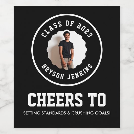 写真男らしの卒業 ワインラベル (シングルラベル)