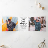 写真男らし三倍卒業招待状 三つ折りプログラム (内部)