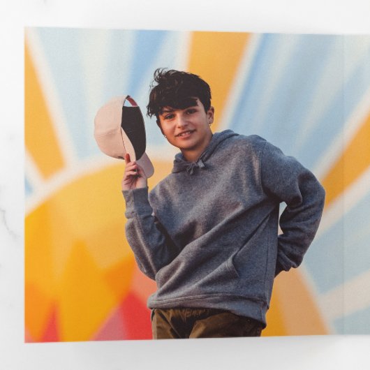 写真男らし三倍卒業招待状 三つ折りプログラム (内部最初)