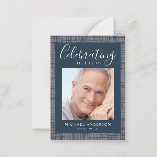 写真男らし葬儀悔やみや弔慰祈りの言葉カード ノートカード (正面)