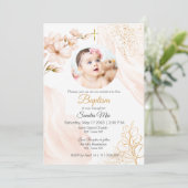 写真男女兼用洗礼金ゴールド招待状 招待状 (スタンド正面)