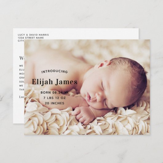 写真男女兼用生誕発表葉書 ポストカード (正面/裏面)