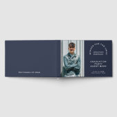 写真男性卒業式2025パーティーネイビーゲストブック ゲストブック (全面)