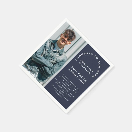 写真男性卒業2025パーティー海軍のおもしろい事実 スタンダードカクテルナプキン (角)