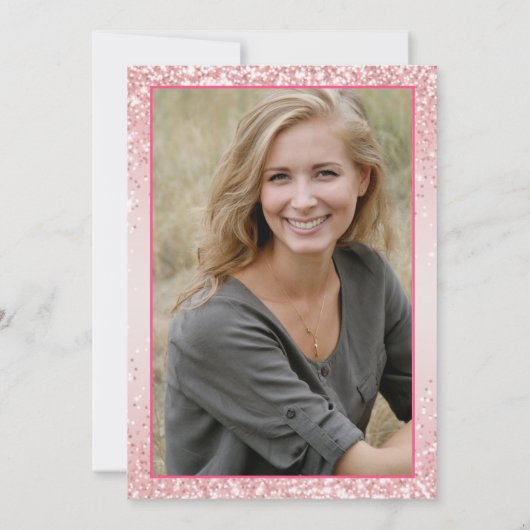 写真登録ナース卒業ピンクグリッター 招待状 (裏面)