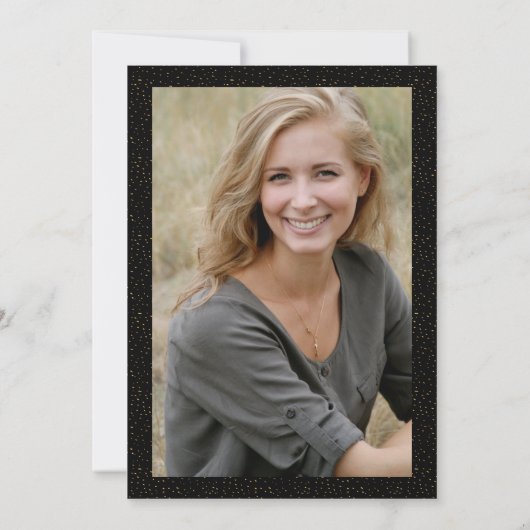 写真登録ナース卒業ブラック金ゴールド 招待状 (裏面)