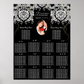 写真白黒のダマスク140 +座席表 ポスター (正面)