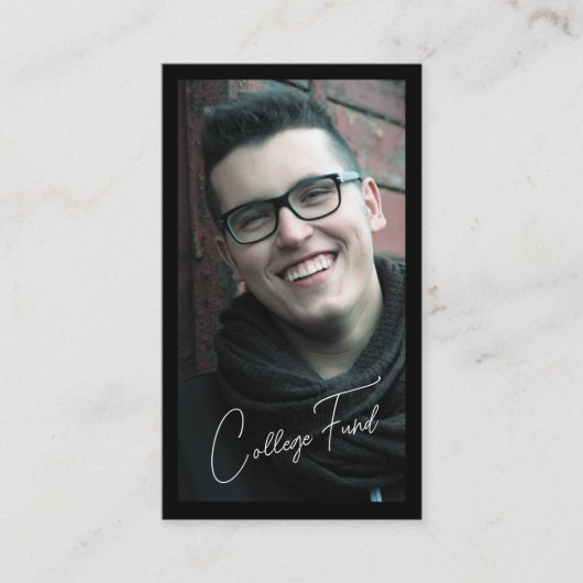 写真白黒卒業QRコード大学基金 エンクロージャーカード (正面)