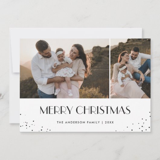 写真白黒雪メリークリスマス シーズンカード (正面)