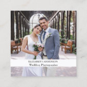 写真白黒QRコードソーシャルメディア スクエア名刺 (正面)