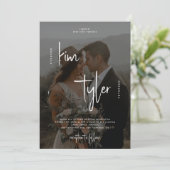 写真白黒QRコード結婚s 招待状 (スタンド正面)