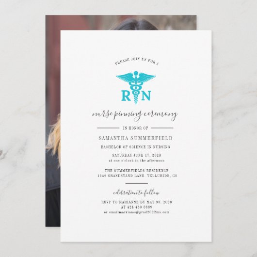 写真看護学研究者ピン留め式パーティー 招待状 (正面/裏面)