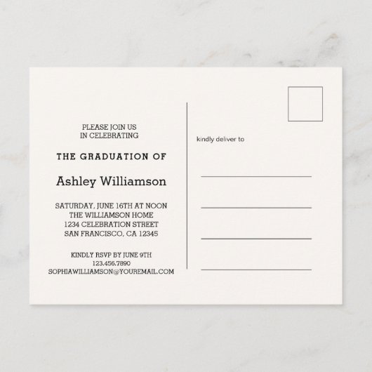 写真祝卒業会 インビテーションポストカード (裏面)