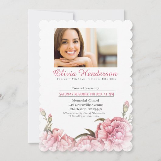 写真祝葬儀の生涯 招待状 (正面)