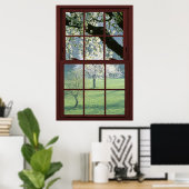 写真窓の風景 – さくらんぼの花。 ポスター (ホームオフィス)