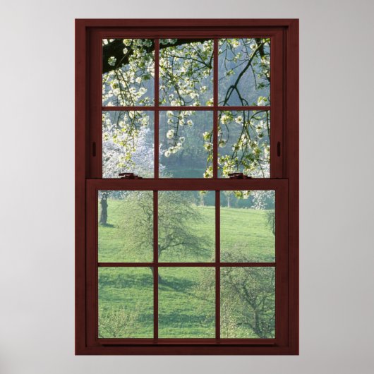 写真窓の風景 – さくらんぼの花。 ポスター (正面)