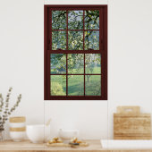 写真窓の風景 – さくらんぼの花。 ポスター (キッチン)