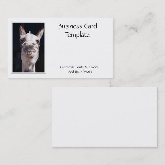 写真笑顔ロバの名刺 名刺 (正面/裏面)